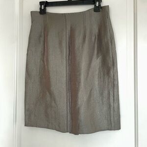 Ann Taylor Metallic Gray Silver Pewter Pencil Skirt 6 Elevated Minimalist